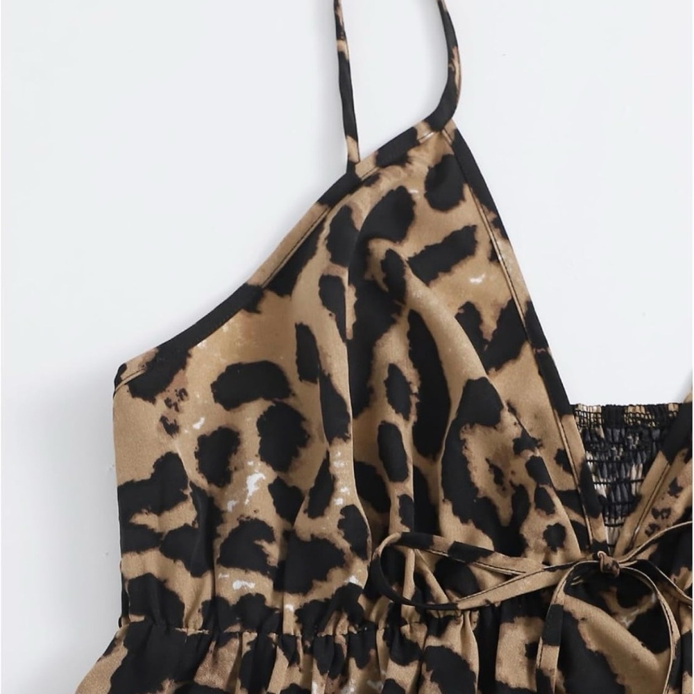 Leopard Print Spaghetti Strap Dress - Picture 4 of 10